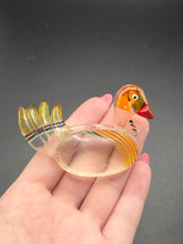 Load image into Gallery viewer, 1940s Carved Painted Lucite Duck Brooch
