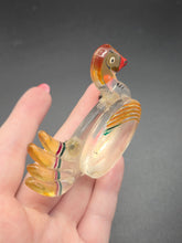 Load image into Gallery viewer, 1940s Carved Painted Lucite Duck Brooch
