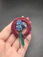 Load image into Gallery viewer, 1940s Burgundy Make Do and Mend Wirework Brooch
