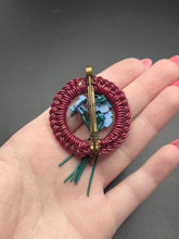 Load image into Gallery viewer, 1940s Burgundy Make Do and Mend Wirework Brooch
