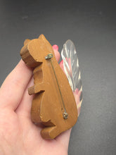 Load image into Gallery viewer, 1940s Rare Wood and Lucite Chunky Squirrel Brooch
