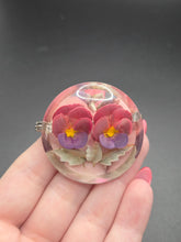 Load image into Gallery viewer, 1940s Pink and Lilac Reverse Carved Lucite Brooch
