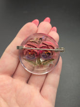 Load image into Gallery viewer, 1940s Pink and Lilac Reverse Carved Lucite Brooch
