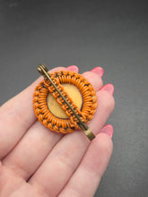 Load image into Gallery viewer, 1940s Make Do and Mend Orange Wirework Brooch
