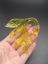 Load image into Gallery viewer, 1940s Yellow Carved Lucite Leaf Brooch
