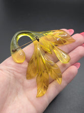 Load image into Gallery viewer, 1940s Yellow Carved Lucite Leaf Brooch
