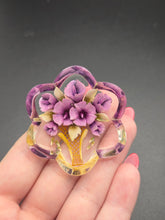 Load image into Gallery viewer, 1940s Reverse Carved Lucite Lilac Brooch

