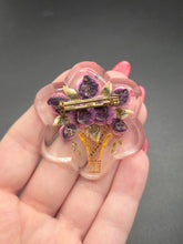 Load image into Gallery viewer, 1940s Reverse Carved Lucite Lilac Brooch
