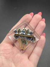 Load image into Gallery viewer, 1940s Reverse Carved Lucite Blue Flower Brooch
