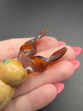 Load image into Gallery viewer, 1940s Brown Lucite and Ceramic Elzac Bunny Brooch
