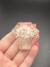 Load image into Gallery viewer, 1930s Chunky Thick White Flower Reverse Carved Lucite Brooch
