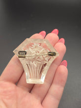 Load image into Gallery viewer, 1930s Chunky Thick White Flower Reverse Carved Lucite Brooch
