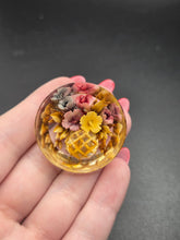 Load image into Gallery viewer, 1940s Multicoloured Flower Basket Reverse Carved Lucite Brooch
