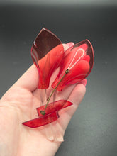 Load image into Gallery viewer, 1940s Large Red and Clear Lucite Lily Brooch
