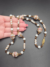 Load image into Gallery viewer, 1920s Rare Venetian Murano White Wedding Cake Glass Necklace
