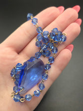 Load image into Gallery viewer, 1930s Blue Glass and Rolled Wire Drop Necklace
