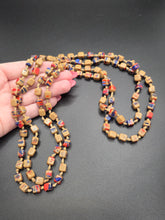 Load image into Gallery viewer, 1930s Beige, Red and Blue Square Glass Knotted Necklace

