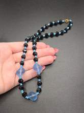 Load image into Gallery viewer, 1930s Blue and Black Cloudy Glass Necklace
