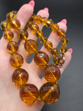 Load image into Gallery viewer, 1930s Chunky Orange Faceted Glass Necklace
