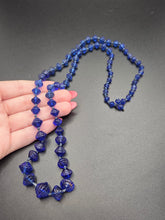 Load image into Gallery viewer, 1920s Blue Egyptian Revival Textured Glass Necklace
