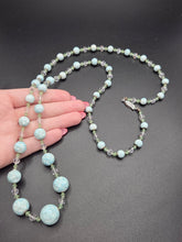 Load image into Gallery viewer, 1930s Long Icy Blue Textured Glass Necklace
