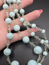 Load image into Gallery viewer, 1930s Long Icy Blue Textured Glass Necklace
