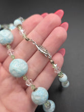 Load image into Gallery viewer, 1930s Long Icy Blue Textured Glass Necklace
