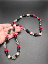 Load image into Gallery viewer, 1930s Czech Black, Red and White Uranium Glass Necklace
