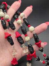Load image into Gallery viewer, 1930s Czech Black, Red and White Uranium Glass Necklace
