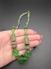 Load image into Gallery viewer, 1930s Deco Green and Clear Glass Necklace
