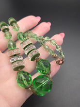 Load image into Gallery viewer, 1930s Deco Green and Clear Glass Necklace
