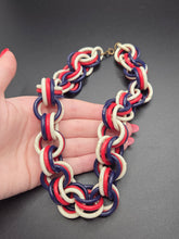 Load image into Gallery viewer, 1940s Red, White and Blue Chunky Celluloid Chain Necklace
