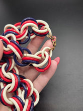 Load image into Gallery viewer, 1940s Red, White and Blue Chunky Celluloid Chain Necklace
