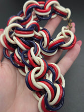 Load image into Gallery viewer, 1940s Red, White and Blue Chunky Celluloid Chain Necklace
