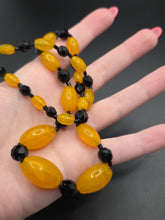 Load image into Gallery viewer, 1930s Art Deco Bright Orange and Black Glass Necklace
