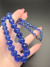 Load image into Gallery viewer, 1930s Deco Blue Faceted Glass Necklace
