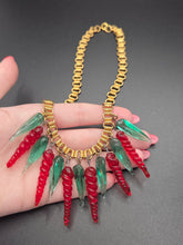 Load image into Gallery viewer, 1940s Rare Turquoise and Red Glass Droplet Necklace
