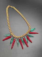 Load image into Gallery viewer, 1940s Rare Turquoise and Red Glass Droplet Necklace

