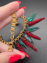 Load image into Gallery viewer, 1940s Rare Turquoise and Red Glass Droplet Necklace
