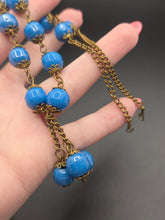 Load image into Gallery viewer, 1930s Blue Glass Lariat Necklace
