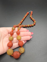 Load image into Gallery viewer, 1940s Dark Orange and Olive Green Galalith Necklace
