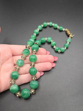 Load image into Gallery viewer, 1930s Deco Green Marbled Glass and Rhinestone Necklace

