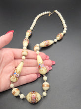 Load image into Gallery viewer, 1920s Rare Venetian Murano Cream Wedding Cake Glass Necklace
