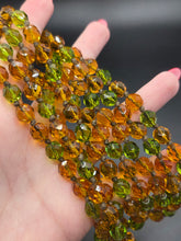 Load image into Gallery viewer, 1930s Deco Orange and Green Glass Long Knotted Necklace

