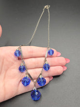 Load image into Gallery viewer, 1930s Blue Faceted Glass Dangly Necklace
