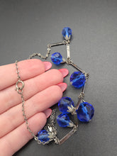 Load image into Gallery viewer, 1930s Blue Faceted Glass Dangly Necklace
