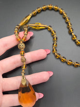 Load image into Gallery viewer, 1930s Orange/Brown Dangle Glass Necklace
