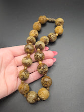 Load image into Gallery viewer, 1930s Brown Chunky Carved Galalith Necklace
