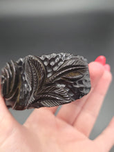 Load image into Gallery viewer, 1930s Rare Chunky Dark Green Carved Rose Bakelite Clamper Bangle
