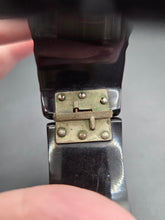 Load image into Gallery viewer, 1930s Rare Chunky Dark Green Carved Rose Bakelite Clamper Bangle
